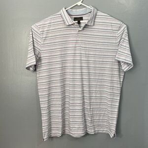 NWT JOS A BANK Reserve Traditional Fit Shirt 2XL Gray Striped Collar Cotton Polo